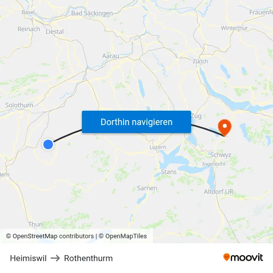 Heimiswil to Rothenthurm map