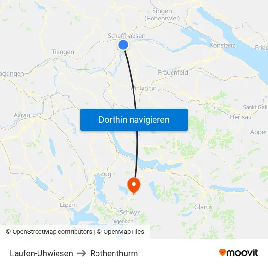Laufen-Uhwiesen to Rothenthurm map