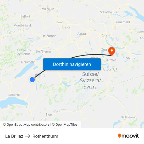 La Brillaz to Rothenthurm map
