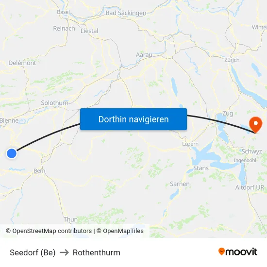 Seedorf (Be) to Rothenthurm map