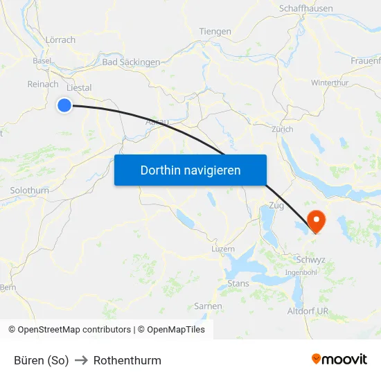 Büren (So) to Rothenthurm map
