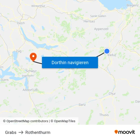 Grabs to Rothenthurm map