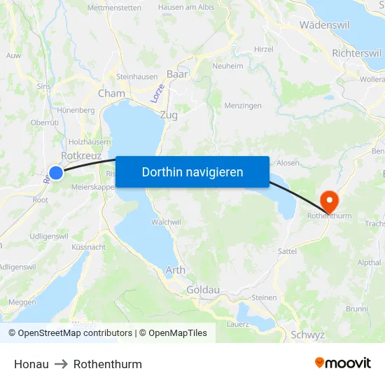 Honau to Rothenthurm map