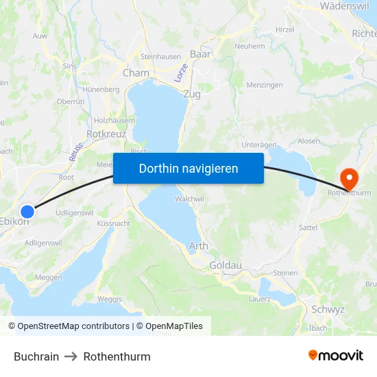 Buchrain to Rothenthurm map