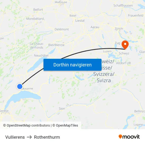 Vullierens to Rothenthurm map