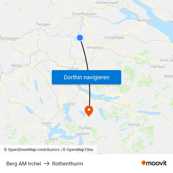 Berg AM Irchel to Rothenthurm map