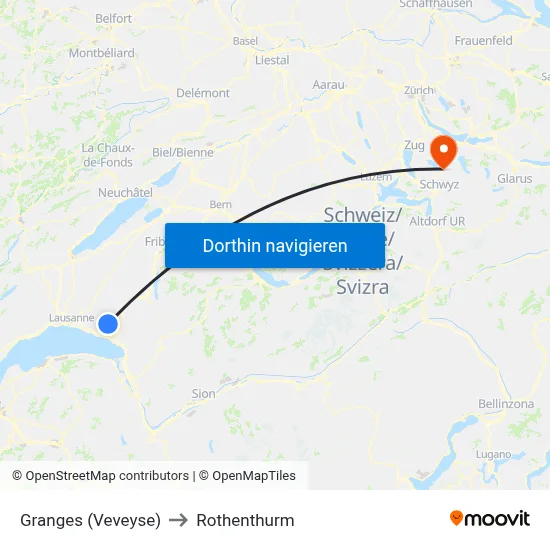 Granges (Veveyse) to Rothenthurm map