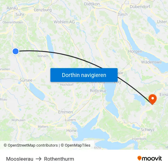 Moosleerau to Rothenthurm map