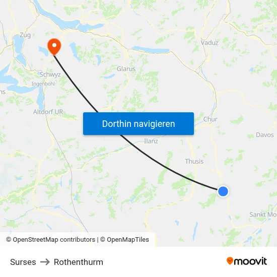 Surses to Rothenthurm map