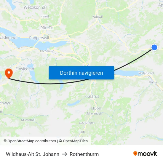 Wildhaus-Alt St. Johann to Rothenthurm map