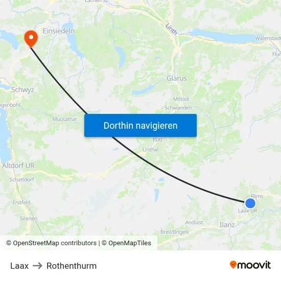 Laax to Rothenthurm map
