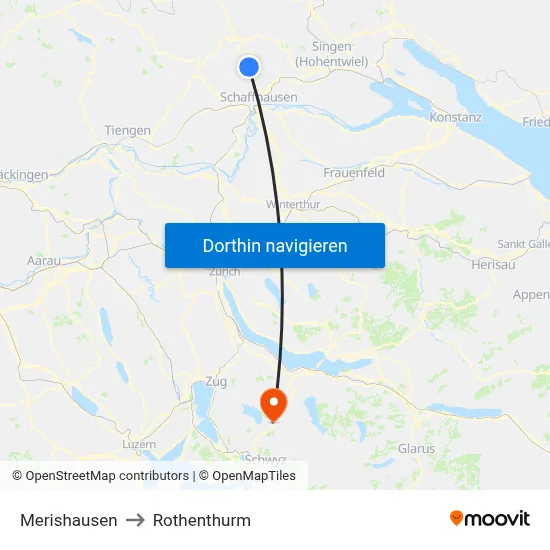 Merishausen to Rothenthurm map