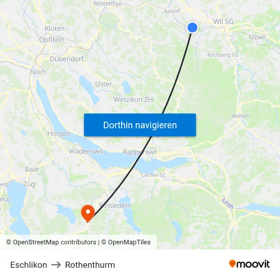 Eschlikon to Rothenthurm map