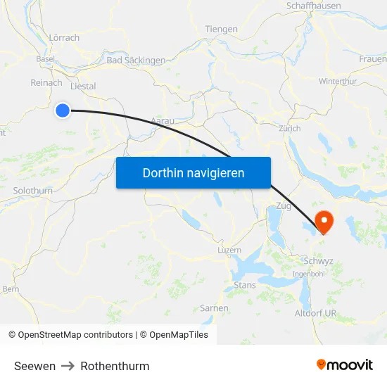 Seewen to Rothenthurm map