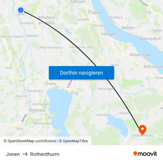 Jonen to Rothenthurm map