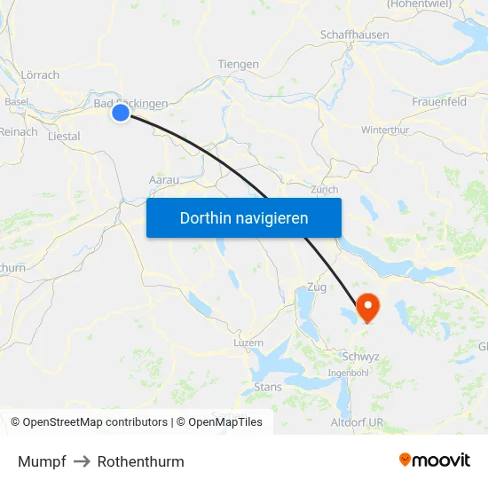 Mumpf to Rothenthurm map