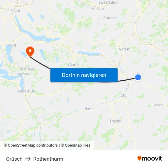 Grüsch to Rothenthurm map