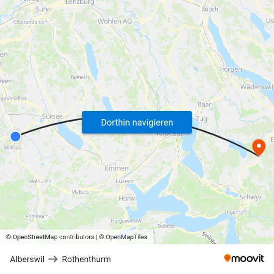Alberswil to Rothenthurm map