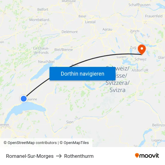 Romanel-Sur-Morges to Rothenthurm map