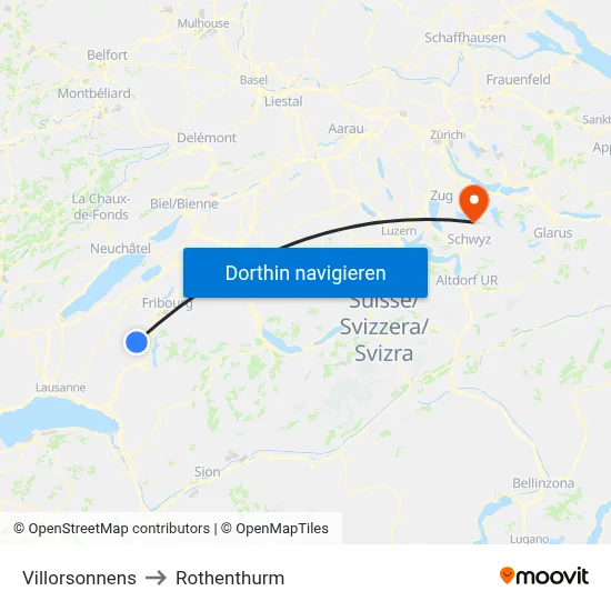 Villorsonnens to Rothenthurm map
