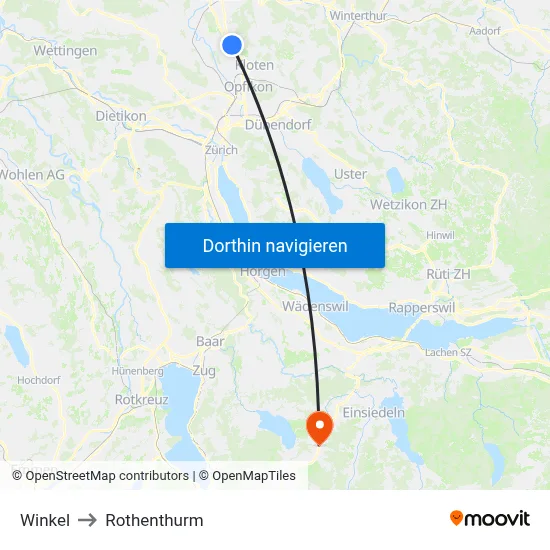 Winkel to Rothenthurm map