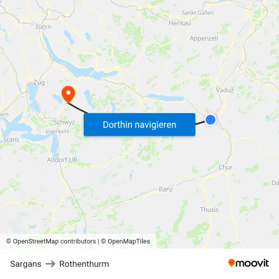 Sargans to Rothenthurm map