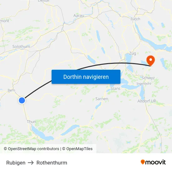 Rubigen to Rothenthurm map