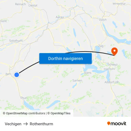 Vechigen to Rothenthurm map
