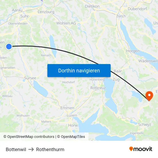 Bottenwil to Rothenthurm map