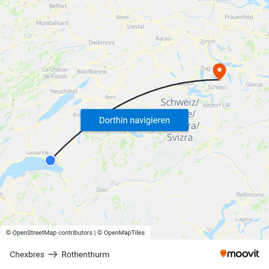 Chexbres to Rothenthurm map