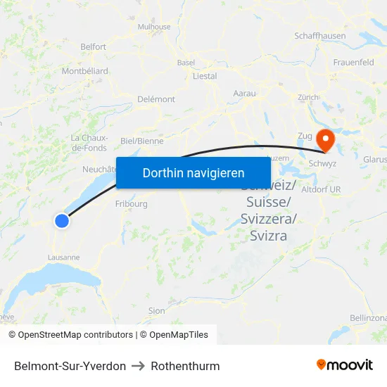 Belmont-Sur-Yverdon to Rothenthurm map
