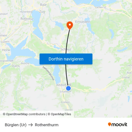 Bürglen (Ur) to Rothenthurm map