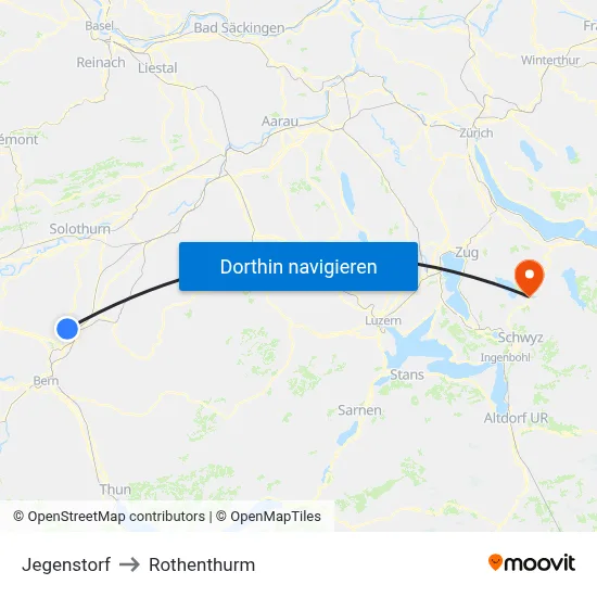 Jegenstorf to Rothenthurm map
