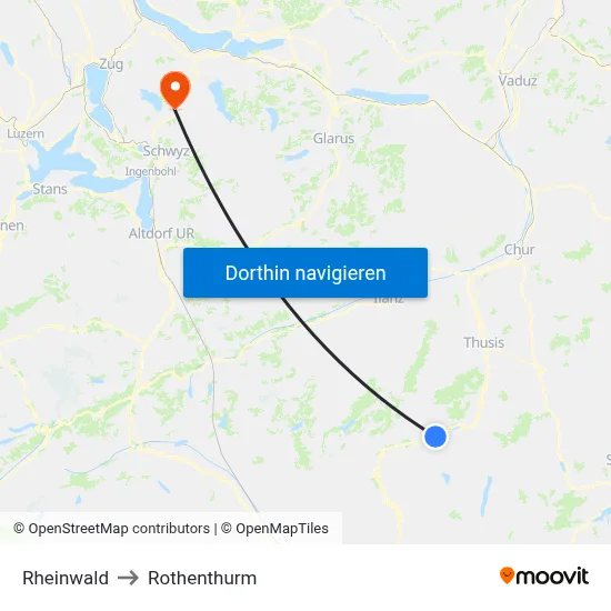 Rheinwald to Rothenthurm map