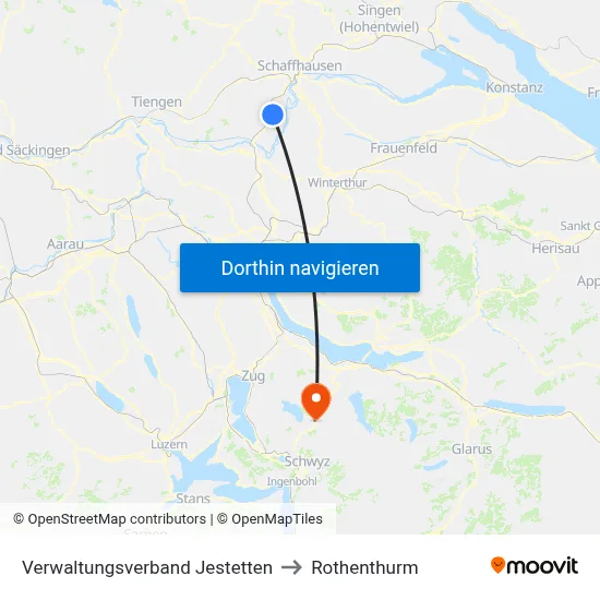 Verwaltungsverband Jestetten to Rothenthurm map