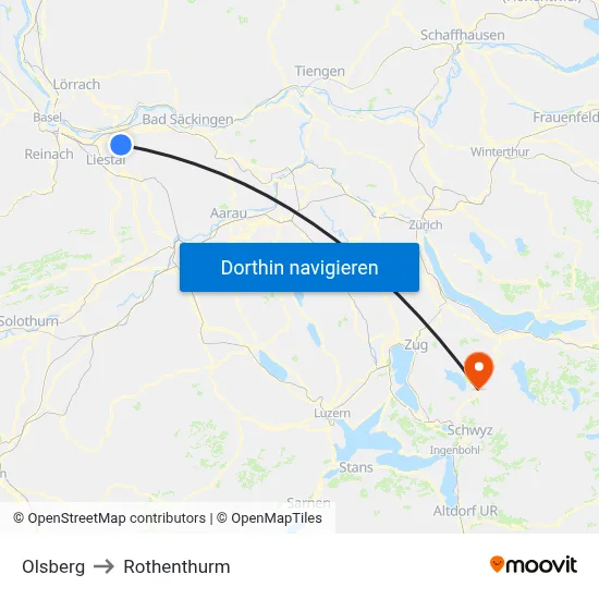Olsberg to Rothenthurm map
