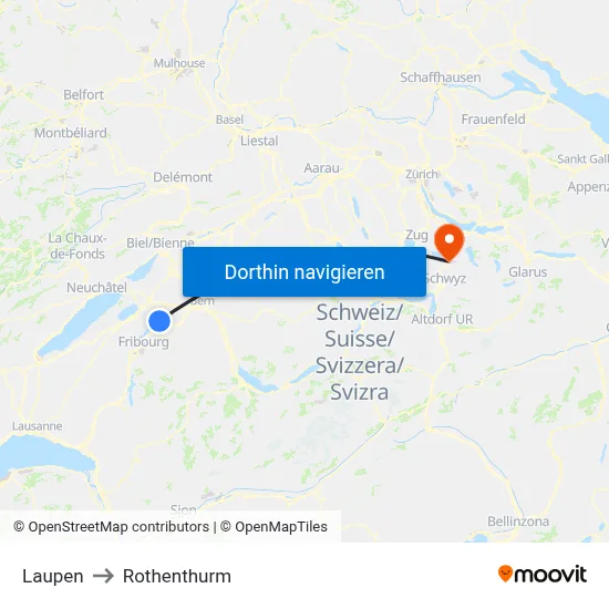Laupen to Rothenthurm map