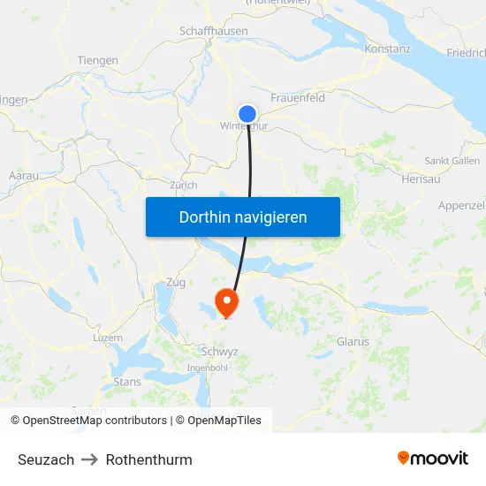 Seuzach to Rothenthurm map