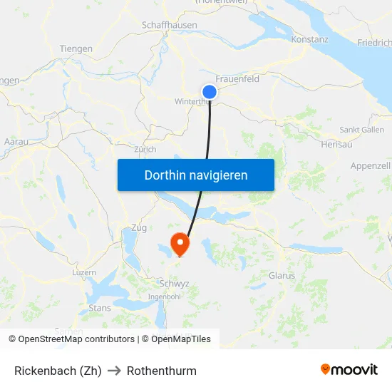 Rickenbach (Zh) to Rothenthurm map