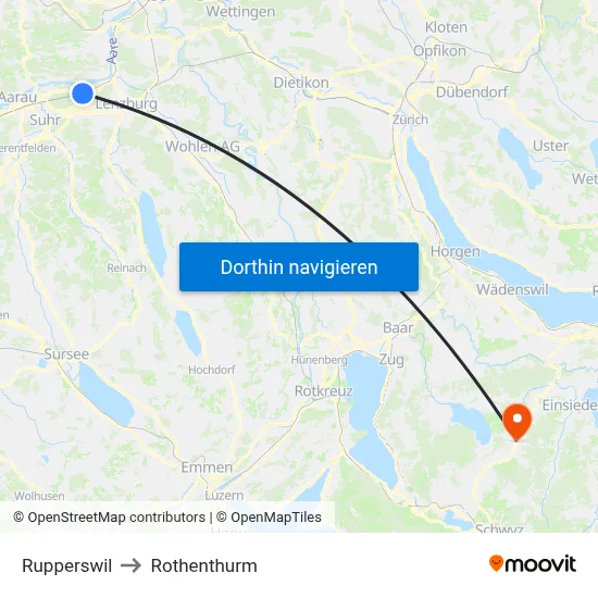 Rupperswil to Rothenthurm map