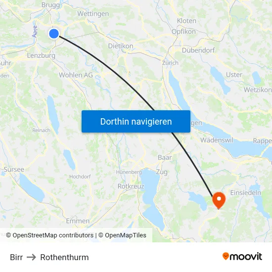 Birr to Rothenthurm map