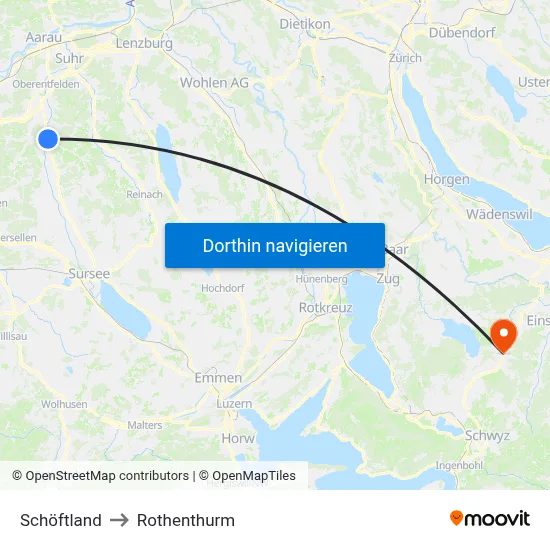 Schöftland to Rothenthurm map