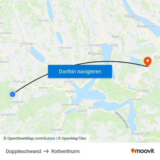 Doppleschwand to Rothenthurm map