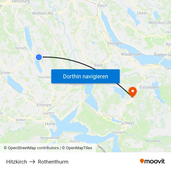 Hitzkirch to Rothenthurm map