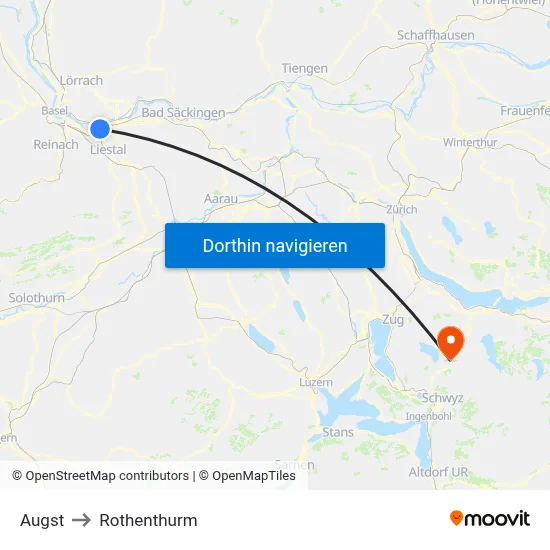 Augst to Rothenthurm map