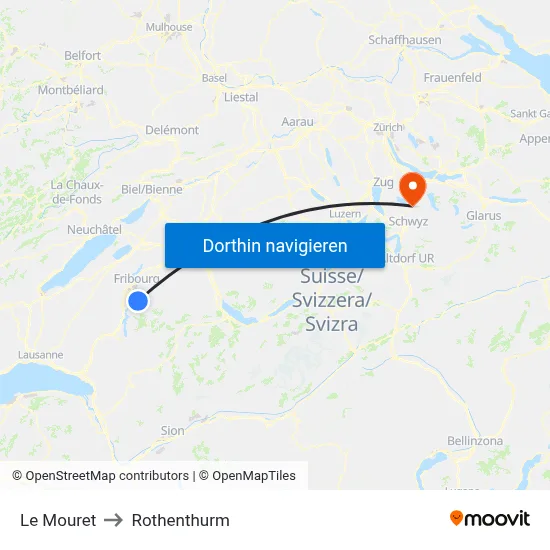 Le Mouret to Rothenthurm map