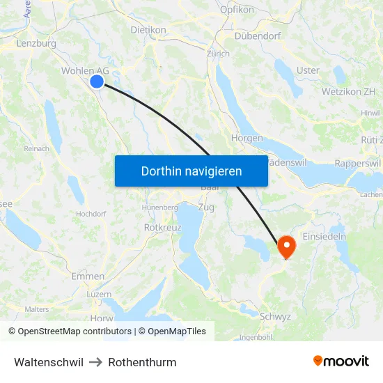 Waltenschwil to Rothenthurm map