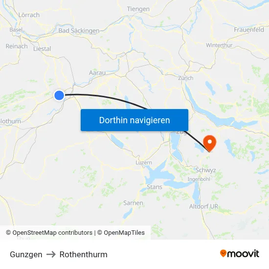 Gunzgen to Rothenthurm map