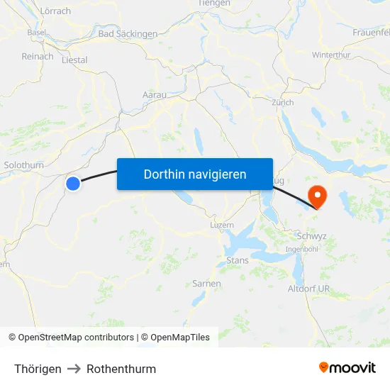 Thörigen to Rothenthurm map