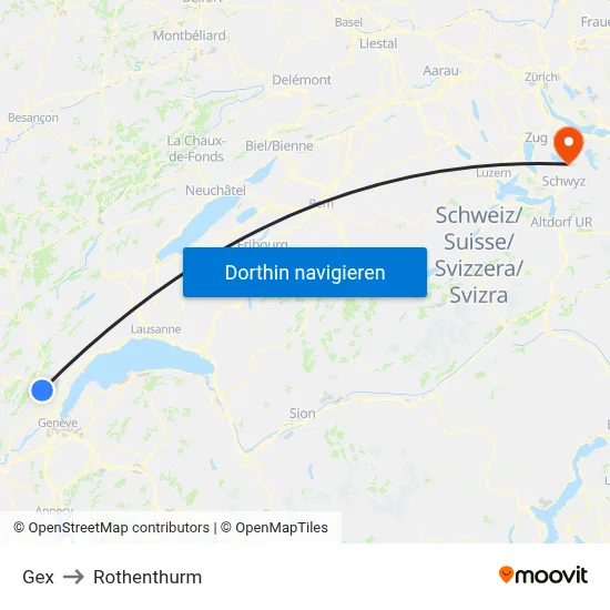 Gex to Rothenthurm map